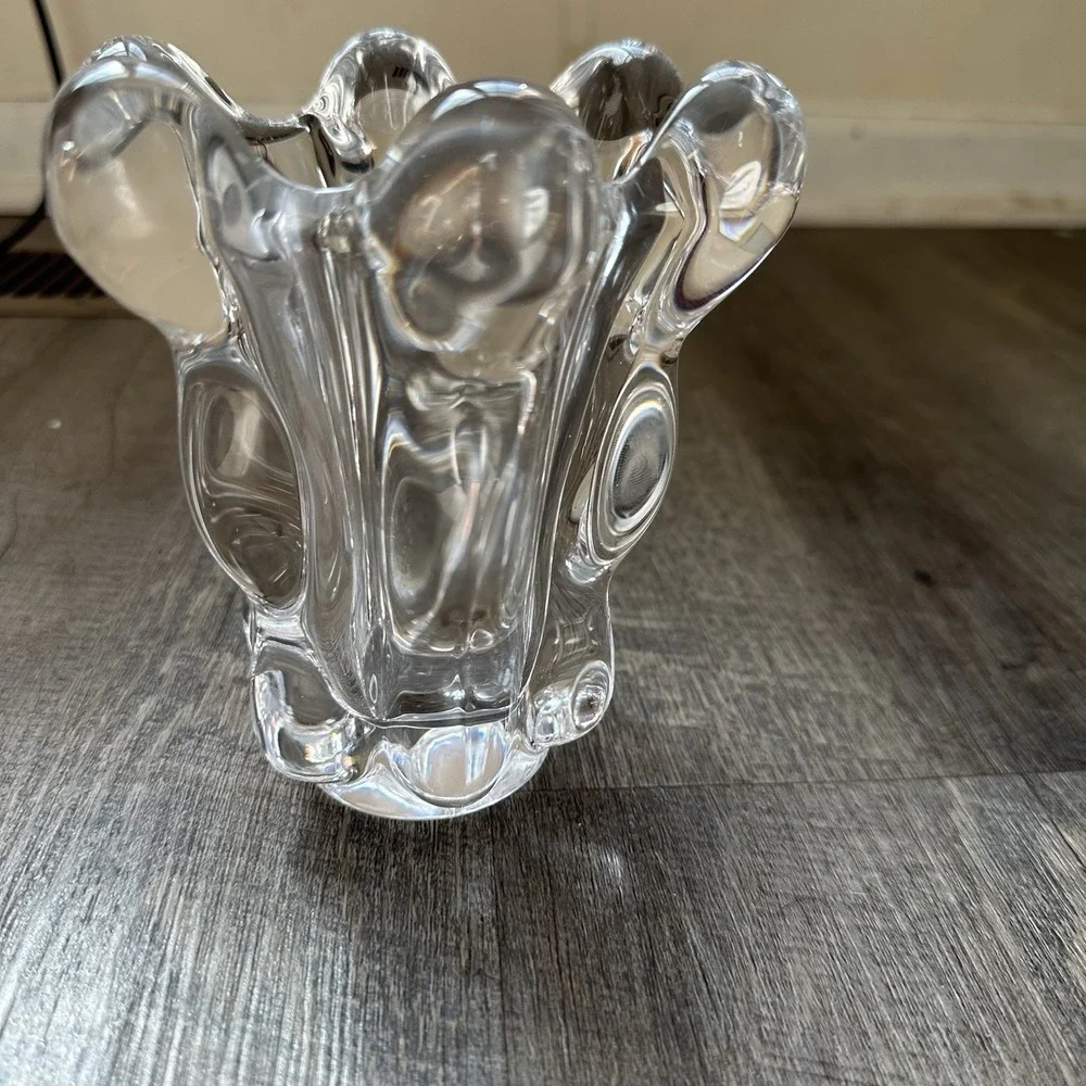 Art Deco Vintage Crystal Cascade Vase by Art Vannes le Châtel, France 5.5